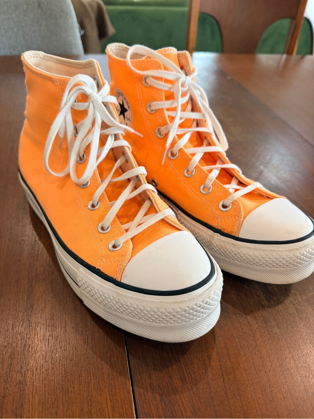 Converse Orange High-Top Platform Sneakers